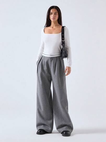 SHEIN EZwear Women Simple Stylish Casual Suit Pants, For Daily Wear