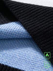 Manfinity Campus Court Áo len dài tay cổ tròn họa tiết kẻ sọc và chữ thường ngày cho nam, mùa thu/đông, đi chơi, bạn bè - Nhiều màu - Xem 3