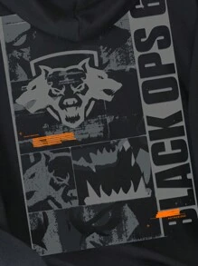 CALL OF DUTY X SHEIN Jersey con capucha informal con estampado de letras para hombre, otoño
