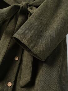 Rusticease Váy sơ mi nhung kẻ cho nữ, cài nút, Thu/Đông - Màu xanh Ô liu - Xem 5