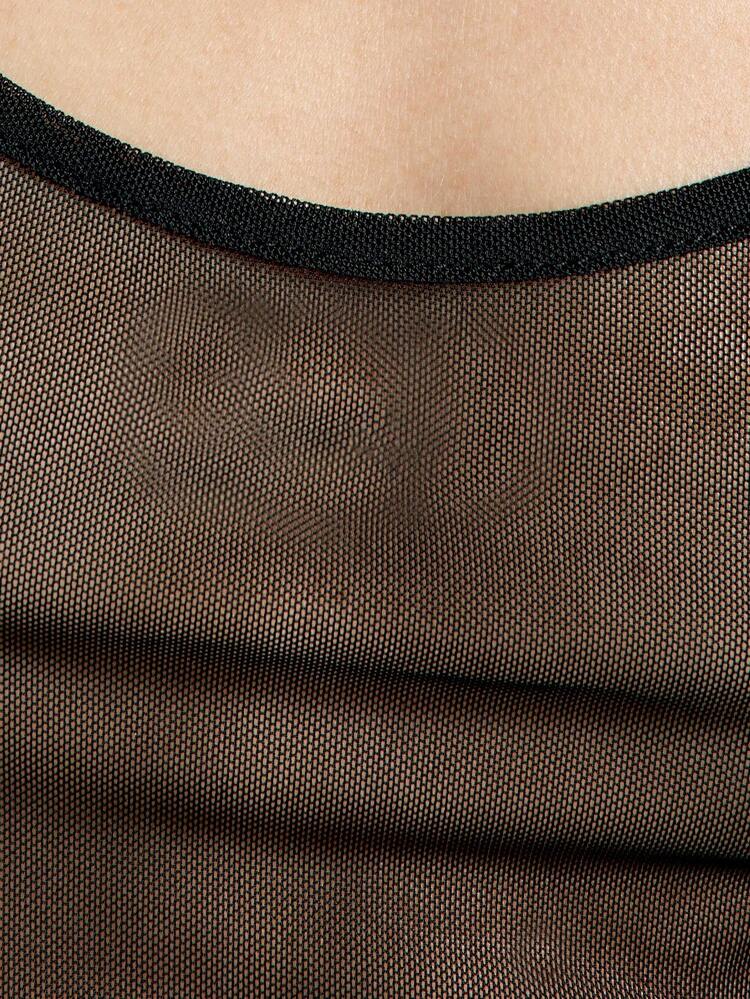 AiiRZ Sheer Mesh Cami Top Spaghetti Strap Tank Layering Piece Club Night Out Festival Summer Fashion Basic Essential