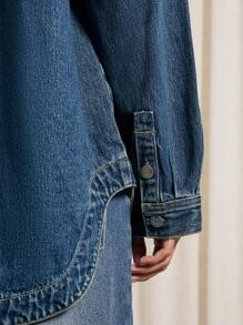 AiiRZ Oversized Denim Shirt - Blue - View 3