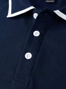 Manfinity Mode Men's Casual Colorblock Tipped Short Sleeve Polo Shirt - Royal Blue - View 6