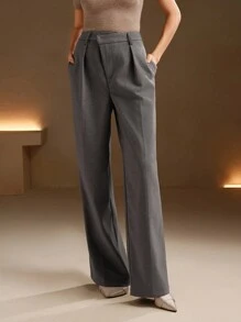 Anewsta 时尚职业装 高品质女士西装裤 - 灰色 - 查看 1