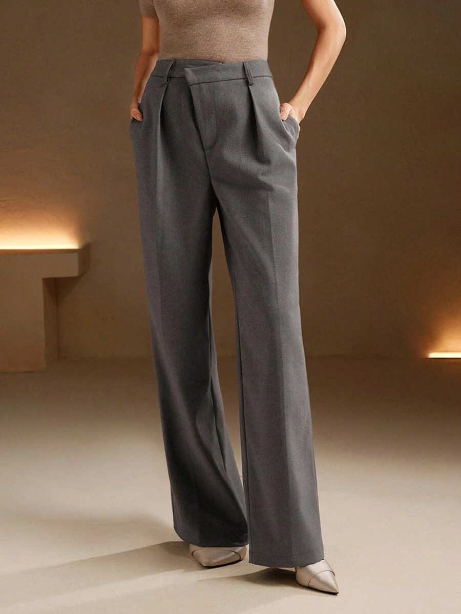 Anewsta 时尚职业装 高品质女士西装裤 - 灰色 - 查看 1