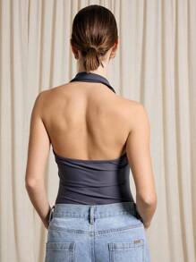 AiiRZ Body con escote de pico y cremallera - Gris - Ver 2