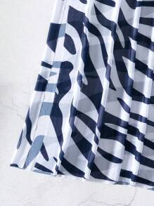 Swim Vcay Bộ 3 món/Bộ 2025 Đồ bơi bikini hai mảnh họa tiết ngựa vằn đi biển mùa hè - Màu xanh hải quân - Xem 7