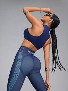 Innovista Curved Hem Sports Bra,Push Up Bra,Workout Tank Tops,Gym Workout & Daily Casual , Running, Cycling, Yoga,Festival - Navy Blue - View 5