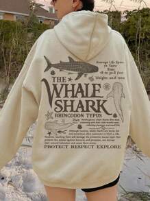 INAWLY Sudadera con capucha casual de mujer con estampado de eslogan de tiburón, para otoño/invierno, graduación, vuelta al colegio, para maestras, sudadera de vuelta al colegio para el otoño