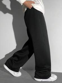 Pantalón de chándal informal 2 en 1 holgado para preadolescentes, gris con texto en inglés, cintura elástica, vintage, adecuado para primavera/verano, escuela, hogar, diario, ejercicio, fiesta de cumpleaños, salidas, todo a juego y sencillo
