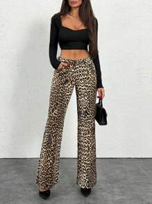 EURMUSE Gerade Jeans mit niedrigem Bund, Schlitz am Saum, einfach modisch für den täglichen Lässig Stil