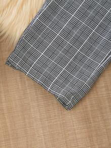 2pcs Tween Boys Formal Outfit - Stylish Turtleneck Sweater Top & Checked Suit Pants, Suitable For Formal Occasions