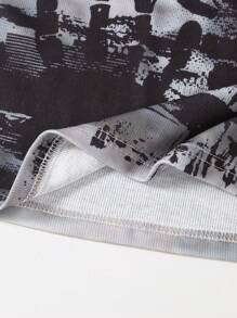 Girls' Fashionable Tie-Dye Print Elastic Cropped Tank Top, Casual Street Style, Suitable For Spring/Summer Outings - Grey - View 4