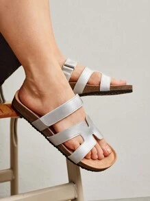 Solecia Damskie buty Wygodne lekkie wakacje Srebrne płaskie sandały na wiosnę i lato Buty wakacyjne Wyprzedaż letnia Halloween Boże Narodzenie Jesień