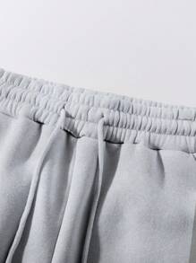 GENIUS ODE 男士休闲字母印花抽绳保暖连帽衫和裤子两件套，秋冬季设计师运动套装