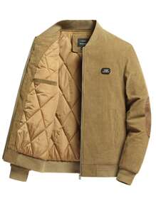 Manfinity Sport Corelite Boyfriend Style Men's Casual Solid Color Letter Print Padded Coat,