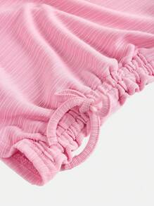 SHEIN Girlism Tween Girls 2 Pieces Set Includes Solid Color Ribbed Knit Crew Neck Pullover And Flared Pants, Casual & Comfy - Pink - View 6