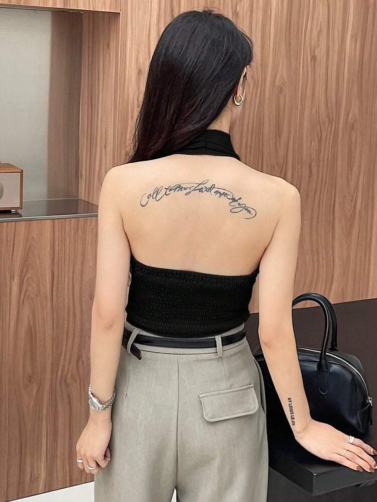 Sexy Backless Women Draped Neck Sleeveless Tank Top,Halter Top Crop Women Tops