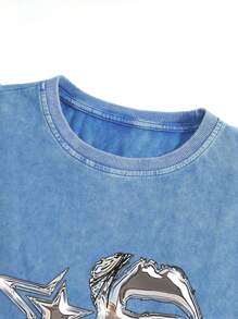 Manfinity EMRG Men's Simple Casual Face Print Sleeveless Tank Top - Blue - View 3