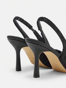 CUCCOO CURVES Plain Pointed Toe Simple Chunky High Heel Pumps, Casual Daily Wear Spring Shoes Spring Break Easter - Black - View 3