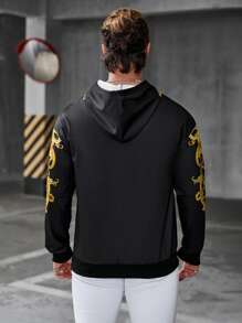 Manfinity LEGND Áo nỉ có mũ trùm đầu in họa tiết cổ điển dành cho nam, Áo hoodie dài tay họa tiết Paisley họa tiết mùa thu giản dị, Quà tặng cho bạn bè, chồng, bạn trai - màu đen - Xem 2