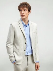 Manfinity VCAY Men's 2pcs Woven Long Sleeve Slim Fit Casual Suit Set