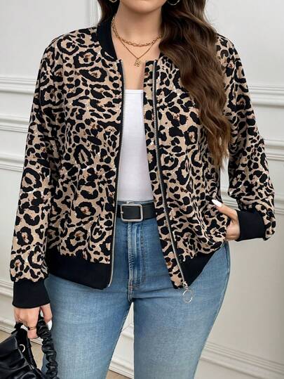 SHEIN LUNE 1 pieza Chaqueta de manga larga con cremallera frontal y panel de color liso para mujer de talla grande, ropa casual de uso diario, vestidos de invierno para mujeres, ropa de invierno para mujeres, fiestas de Acción de Gracias para mujeres