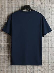 Manfinity Dauomo Men Letter Graphic Tee - Navy Blue - View 2