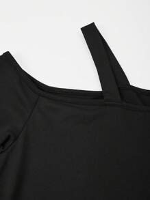 SHEIN Explorewe Set da 2 pezzi per ragazze adolescenti composto da maglietta a maniche lunghe con scollo profondo e gonna mini a quadri con fiocco, adatto per raduni e feste