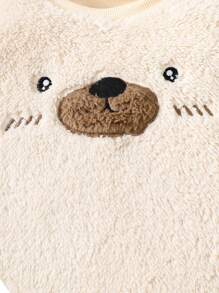 4件套男婴可爱熊猫印花毛绒上衣和裤子家居服套装 - 彩色 - 查看 7