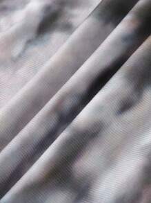 Girls' Fashionable Tie-Dye Print Elastic Cropped Tank Top, Casual Street Style, Suitable For Spring/Summer Outings - Grey - View 5