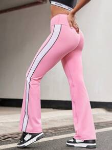 SHEIN Sports 都市户外服饰拼色设计女式运动裤 - 粉色 - 查看 1