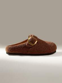 Solecia 女士纯色圆头休闲百搭时尚平底鞋，适合圣诞节和新年假期氛围秋冬季 - 卡其色 - 查看 2