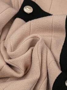 Linhara Plus Size Solid Color Patchwork Front Button Up Long Sleeve Top & Pants Set, Minimalist Fall Winter Cloth For Women