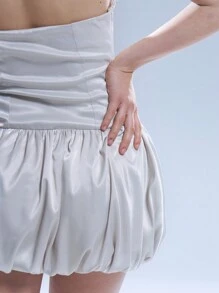 MUSERA Satin Bandeau Puffball Mini Dress Sexy Elegant Spring Summer Going Out Winter - Pink - View 5