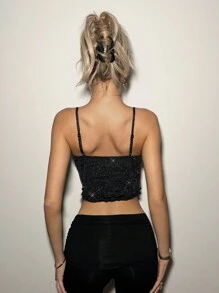 SHEIN ICON كامسول طبقتين مزين بالراين واللمسات الفراشية, قصة ضيقة مفتوحة الذيل