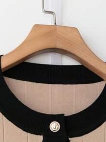 Linhara Plus Size Solid Color Patchwork Front Button Up Long Sleeve Top & Pants Set, Minimalist Fall Winter Cloth For Women