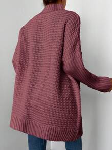 EURMUSE 大码纯色休闲圆领毛衣，秋冬装 - 咖啡棕 - 查看 2