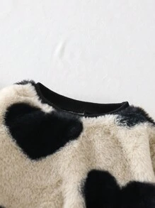 Baby Girl Sweatshirt, Pink Cute Heart Plush Warm Pullover Hoodie For School, Party, Outing, Gathering Etc., Autumn/Winter - Multicolor - View 6