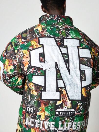 Street Life Men's Letter Print Casual Lightweight Jacket, Everyday Wear