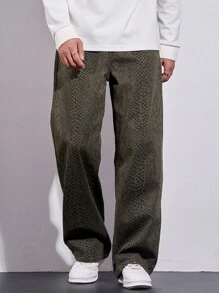 Manfinity Hypemode Pantalones vaqueros de pierna ancha con bolsillo y estampado de piel de serpiente en corte holgado para hombre - Multicolor - Ver 6