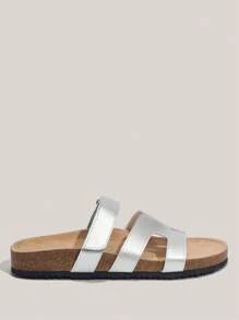 Solecia Damskie buty Wygodne lekkie wakacje Srebrne płaskie sandały na wiosnę i lato Buty wakacyjne Wyprzedaż letnia Halloween Boże Narodzenie Jesień