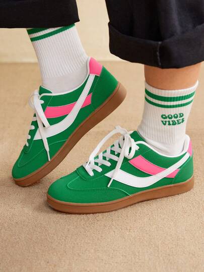 CUCCOO EASI Women Retro Color Block Casual Trainers Tainers