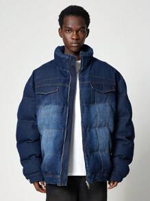 ROMWE MEN Casual Veste décontractée en coton à manches longues avec fermeture éclair avant et poches, pour porter au quotidien