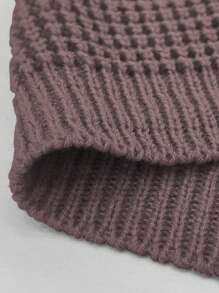 EMERY ROSE Plus Size Women Bat Sleeve Solid Color Crew Neck Pullover Sweater, Autumn/Winter Knit Pullover Fall - Purple - View 3