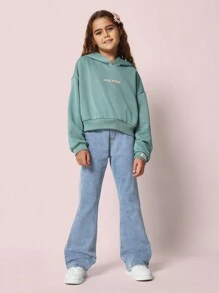 SUMWON قميص ثقيل هودي كبير الحجم مقصوص بتصميم رياضي وشارع كاجوال مناسب للخريف والشتاء من الثقافة الشرق أوسطية - أخضر - مشاهدة 3