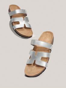 Solecia Damskie buty Wygodne lekkie wakacje Srebrne płaskie sandały na wiosnę i lato Buty wakacyjne Wyprzedaż letnia Halloween Boże Narodzenie Jesień