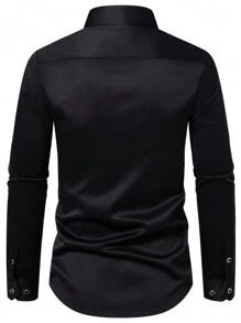 Manfinity Homme Camicia casual con bottoni davanti, da ufficio e per gli spostamenti, adatta per l'autunno, da uomo