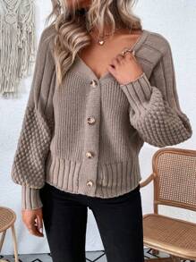 EMERY ROSE Raglan Sleeve Textured Knit Cardigan,Long Sleeve Tops Fall Winter Cloth For Women