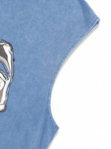 Manfinity EMRG Men's Simple Casual Face Print Sleeveless Tank Top - Blue - View 4